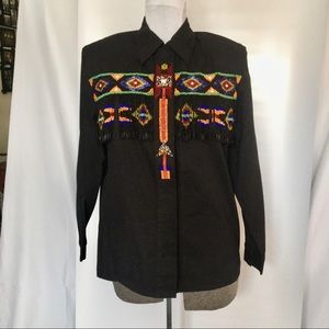 Beaded Bling size 12 Cotton Blouse
